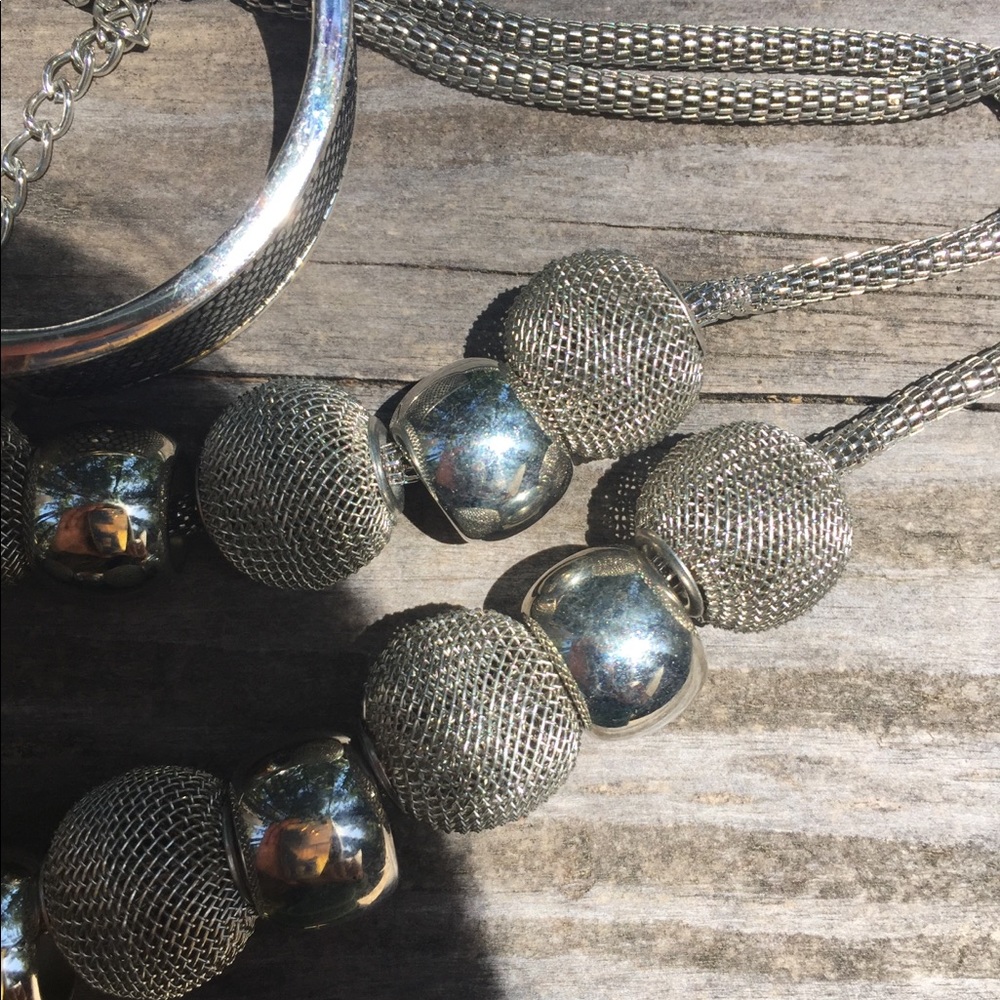 Silver Bangle Bracelet Silver Statement Chunky Ch… - image 6